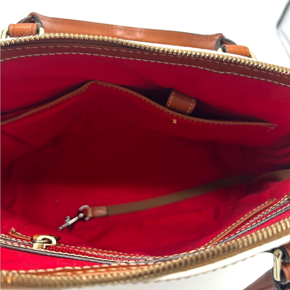 Dooney & Bourke White and Tan Bag - Picture 8 of 14